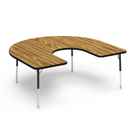 Virco 60 in. W, 66 in. L, 17-25 in. H, Medium Oak Top / Black Edge 48HORSE60LO